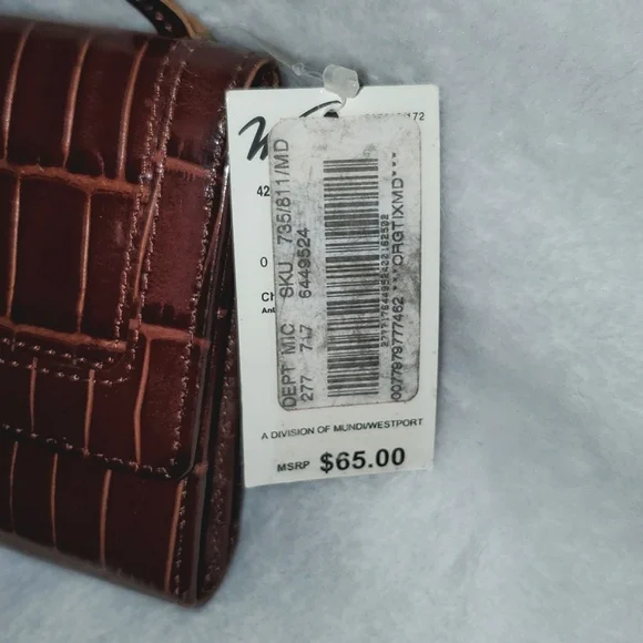 NWT Vintage Westport Collection Croc Embossed Leather Long Checkbook Wallet - Picture 3 of 16